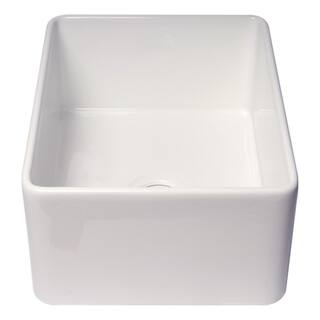 ALFI BRAND Fireclay 24 in. Single Bowl Farmhouse Kitchen Sink in White ABF2418-W