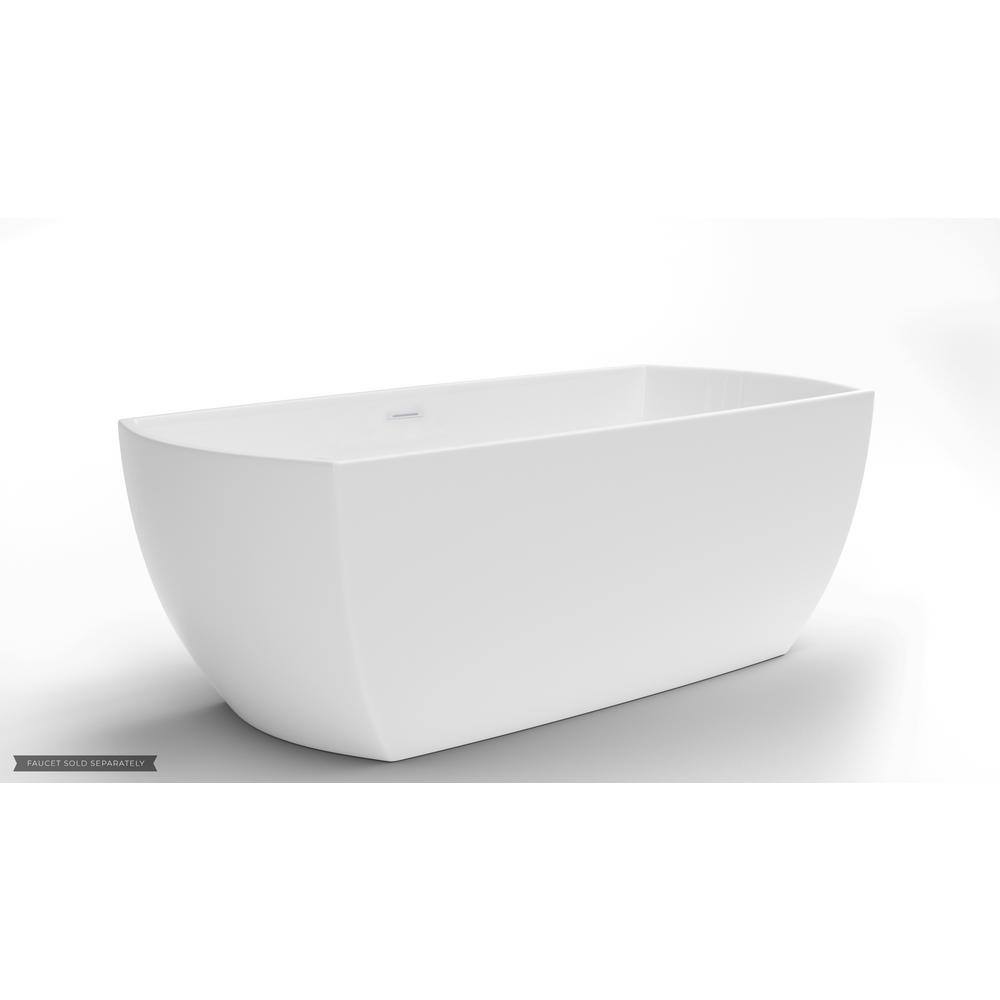 PELHAM  WHITE W-I-D-E Series Bloomfield 67 in. Acrylic Freestanding Tub in White Drain in White PW82083-W