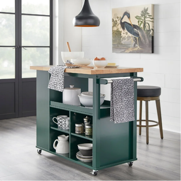 angelo:HOME Kitchen Island/Cart - Boston (Green)