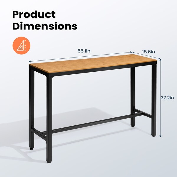 Pellebant Patio Outdoor Bar Table Rectangle Pub Table Dining Table