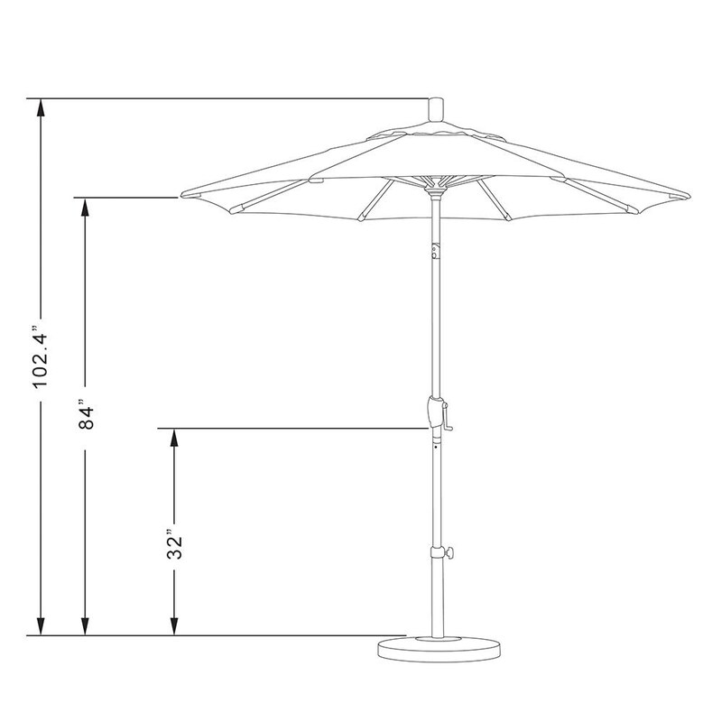 California Umbrella Sun Master Series 7.5 Ft Octagonal Aluminum Collar Tilt Patio Umbrella W/ Crank Lift and Fiberglass Ribs