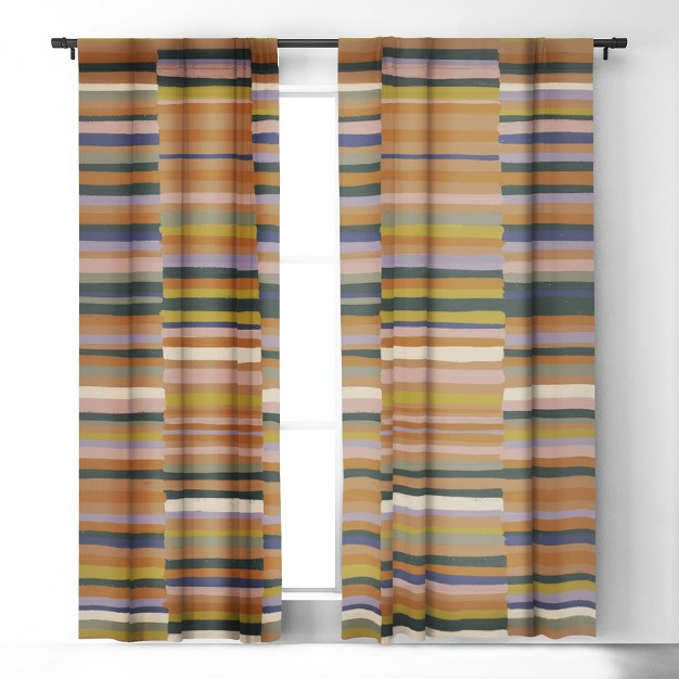 Gigi Rosado Brown Striped Pattern Set Of 2 Panel Blackout Window Curtain Deny Designs