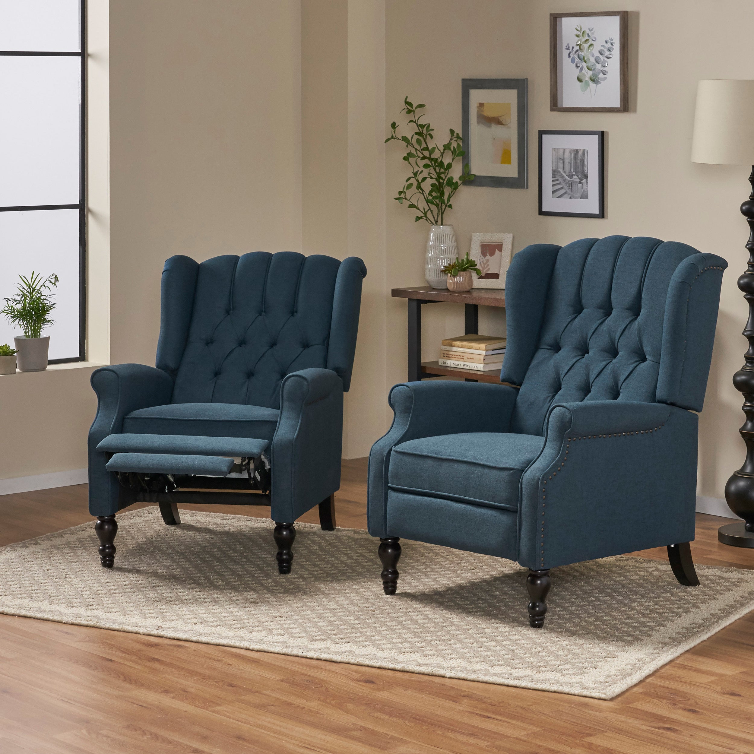 Elizabeth Contemporary Tufted Fabric Recliner (Set of 2)