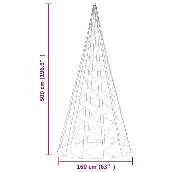 vidaXL Christmas Tree on Flagpole Warm White 500/732/1134/1400/3000 LEDs 10/16/26 ft