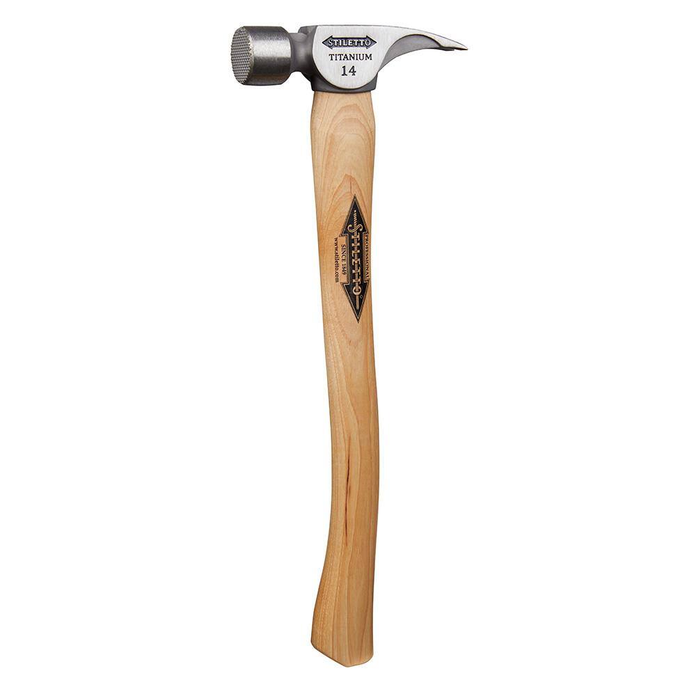 Stiletto 14 oz. Titanium Milled Face Hammer with 18 in. Curved Hickory Handle TI14MC