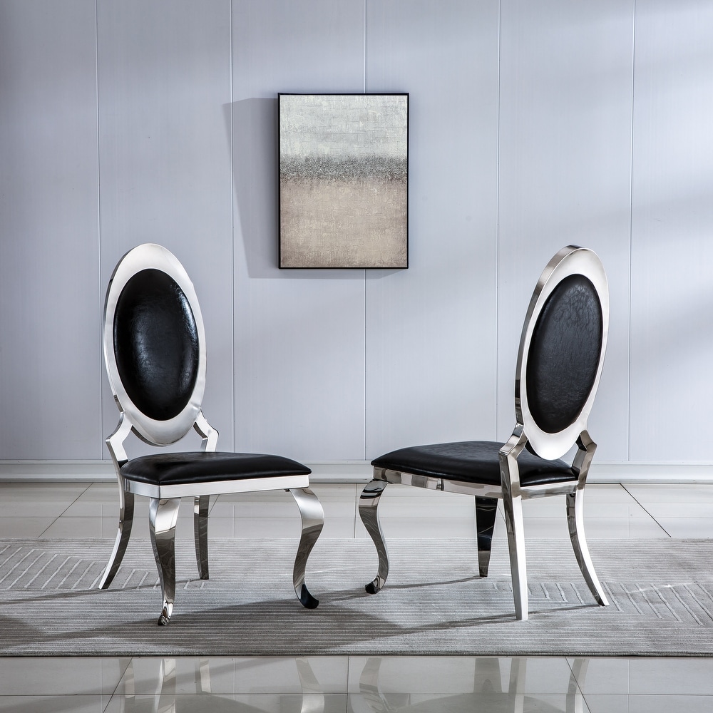 Set of 2 Dining Chair with Oval Backrest