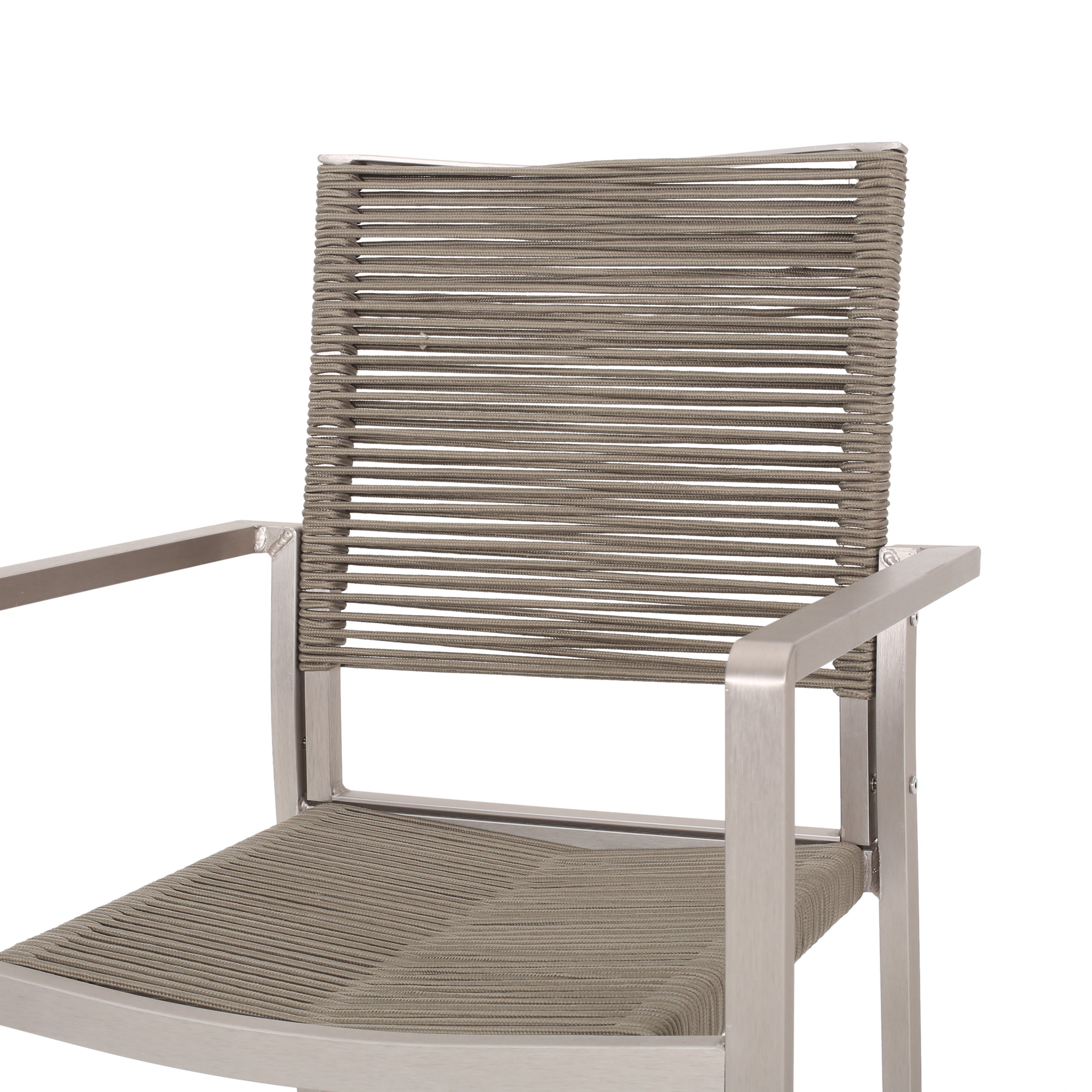 Lillian Outdoor Modern Aluminum Dining Chair with Rope Seat (Set of 2)