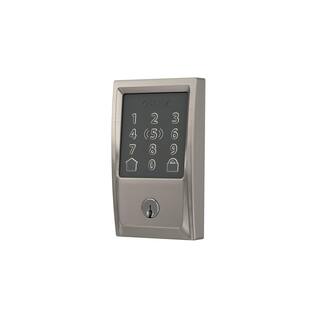 Schlage Century Satin Nickel Electronic Encode Plus Smart WiFi Deadbolt with Alarm BE499WB V CEN 619