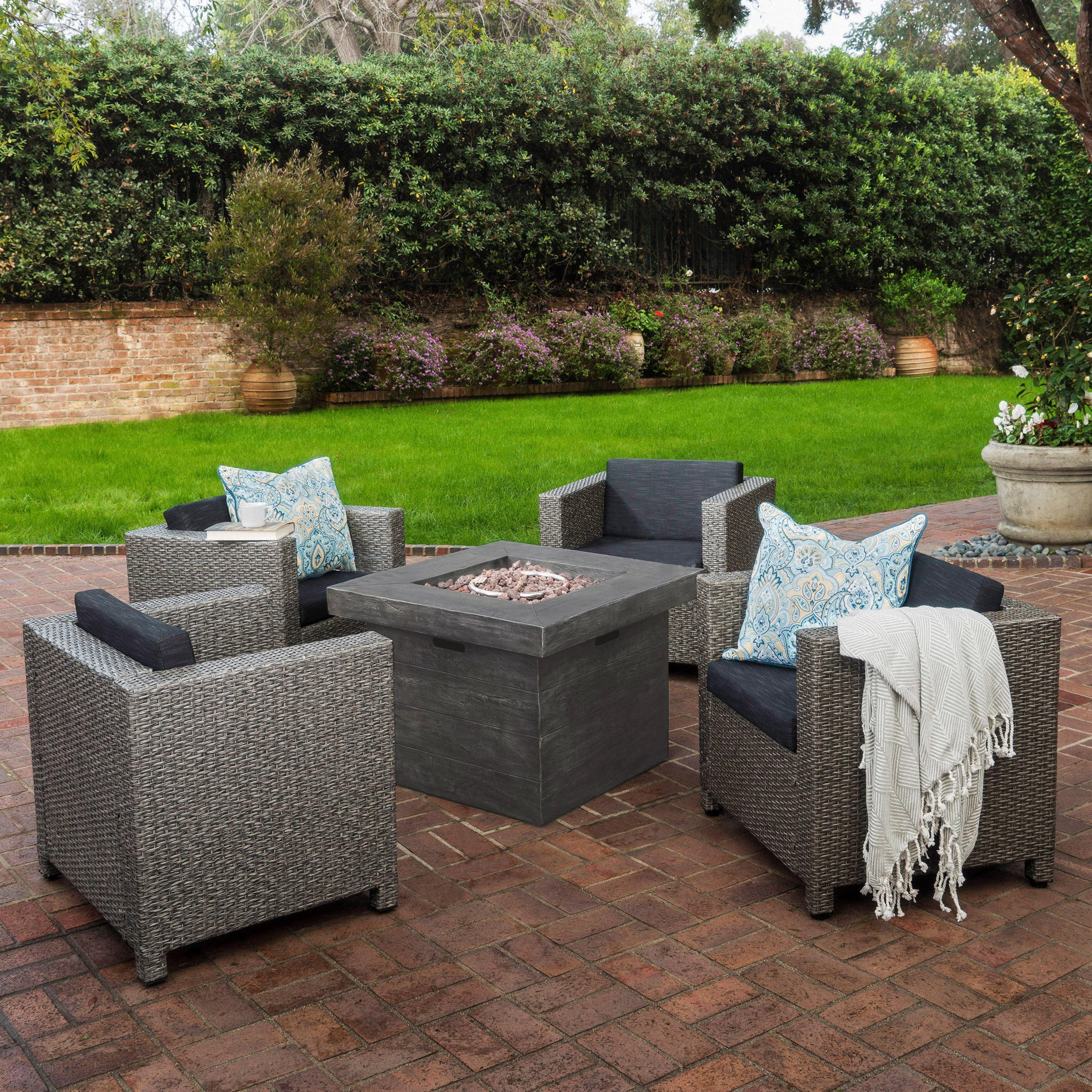 Venice 4-Seater Outdoor Fire Pit Chat Set