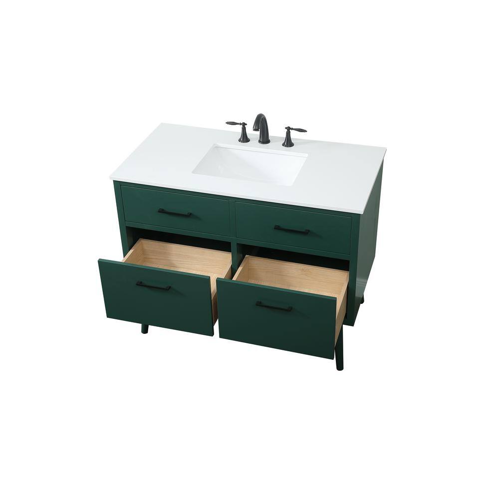 Simply Living 42 in. W x 22 in. D x 33.5 in. H Bath Vanity in Green with Ivory White Quartz Top SL123126MGN