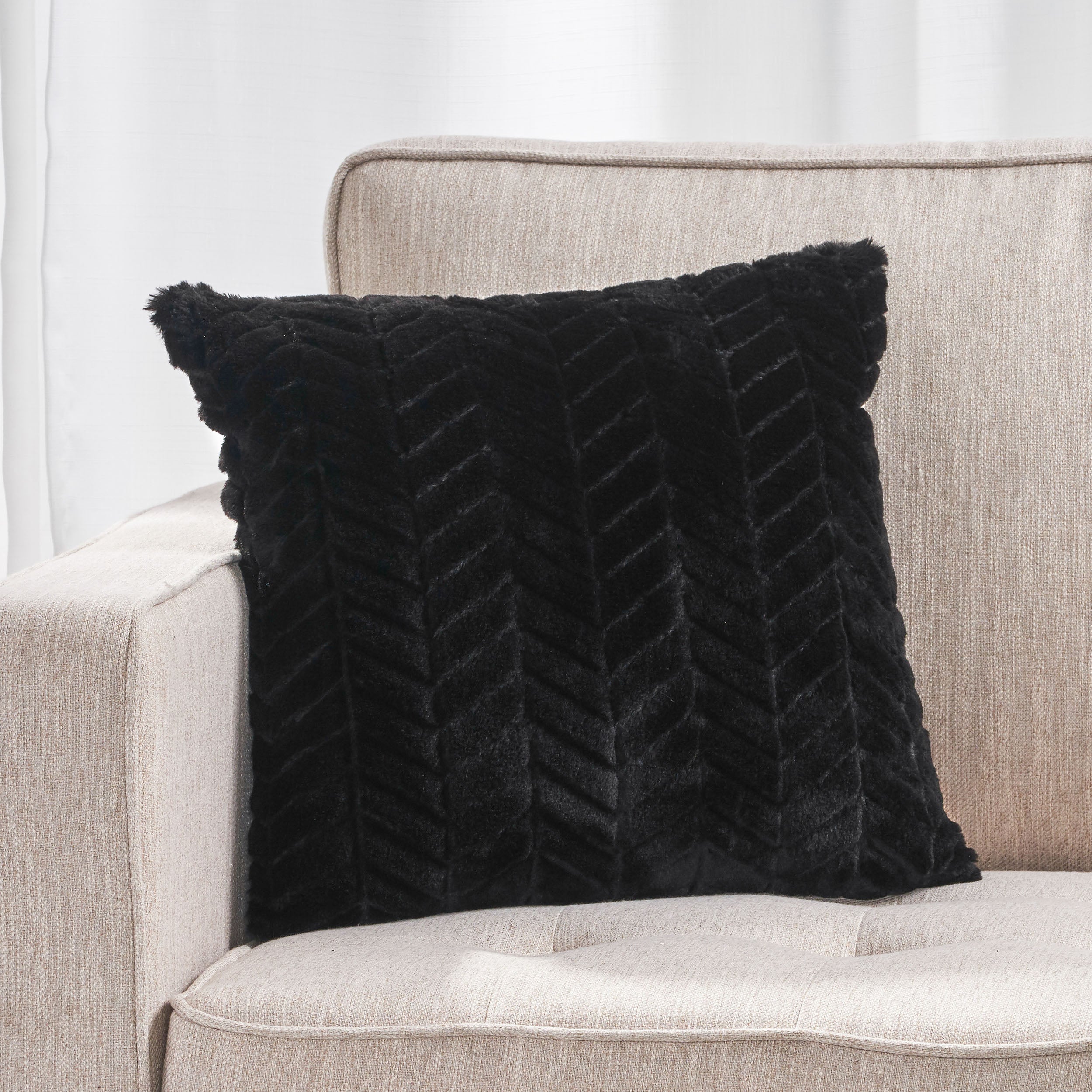 Ellison Modern Glam Faux Fur Throw Pillow