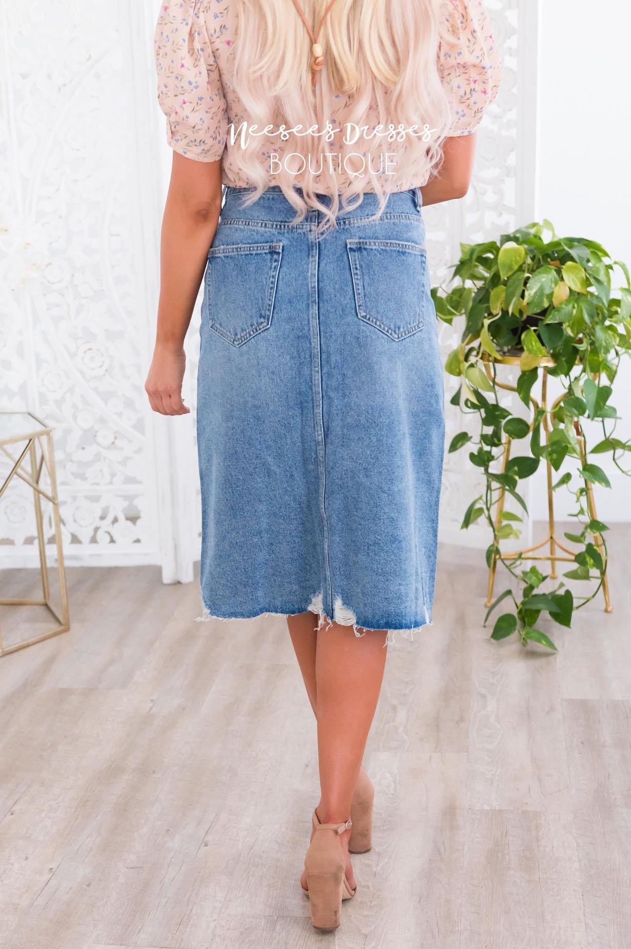 City of Lights Modest Denim Skirt