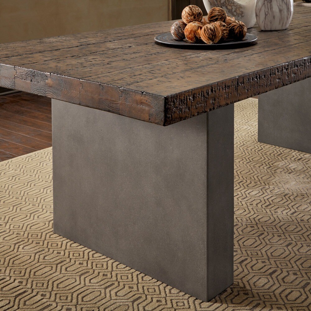 Blake Reclaimed Wood and Concrete Dining Table by iNSPIRE Q Artisan   Brown