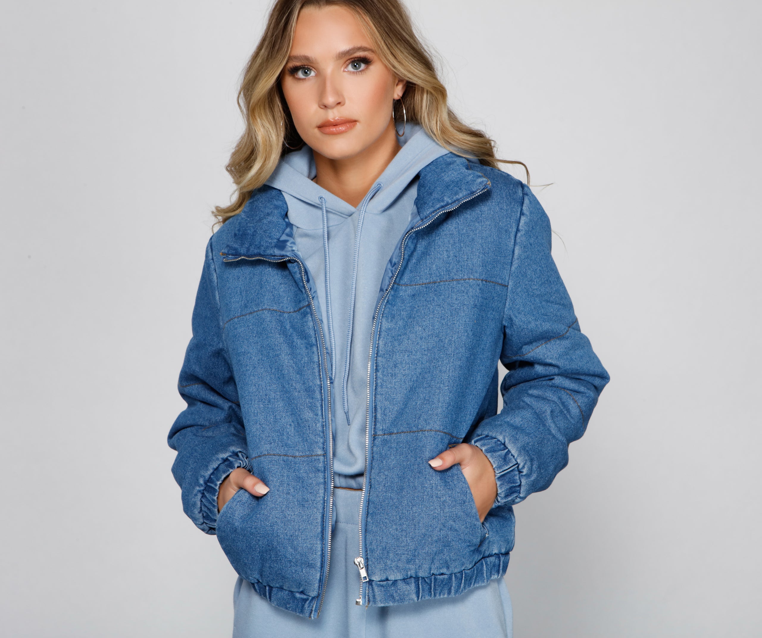 Stylish Layers Denim Puffer Jacket