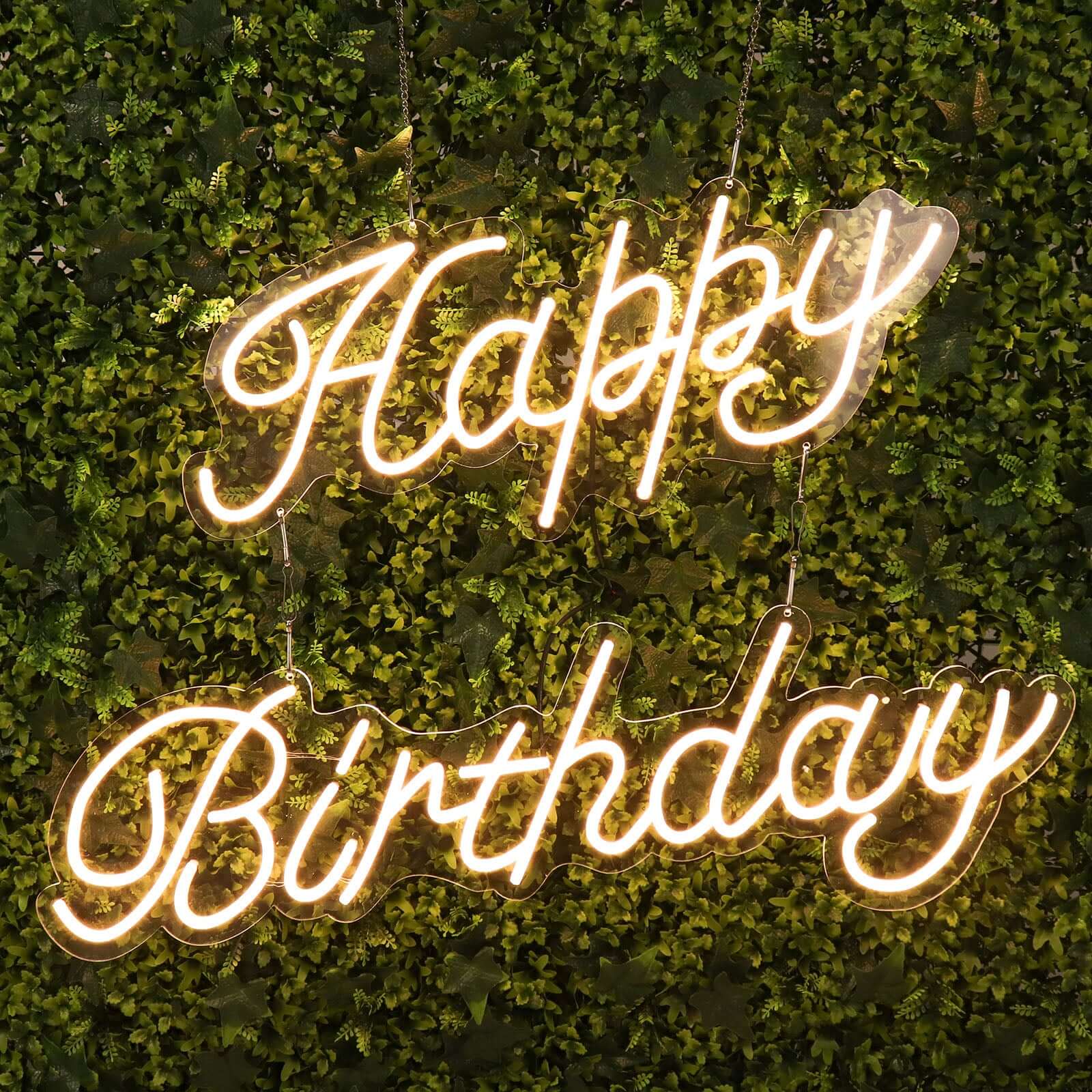 Happy Birthday Neon Light Sign, LED Reusable Wall Décor Lights With 5ft Hanging Chain 32