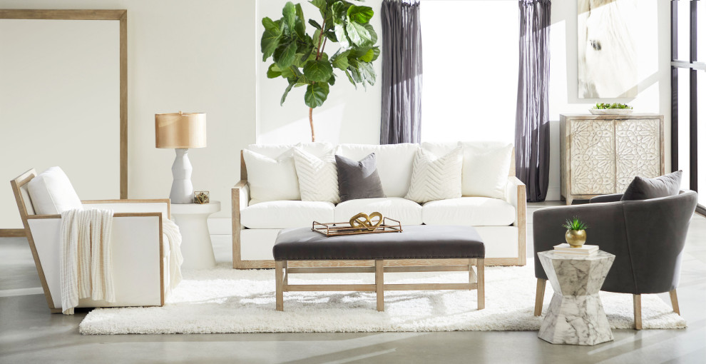 Manhattan Wood Trim Sofa Chair   Transitional   Armchairs And Accent Chairs   by Essentials for Living  Houzz