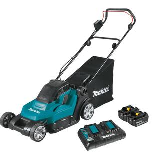 Makita 18-Volt X2 (36V) LXT Lithium-Ion Cordless 17 in. Walk Behind Residential Lawn Mower Kit (5.0Ah) XML05PT