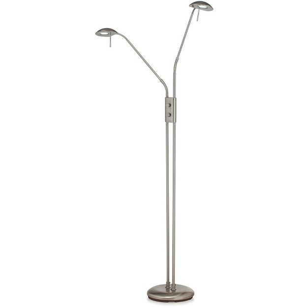 Tall Brushed Nickel 2 light Led Adjustable Arm Swivel Head For Living Room Bedroom