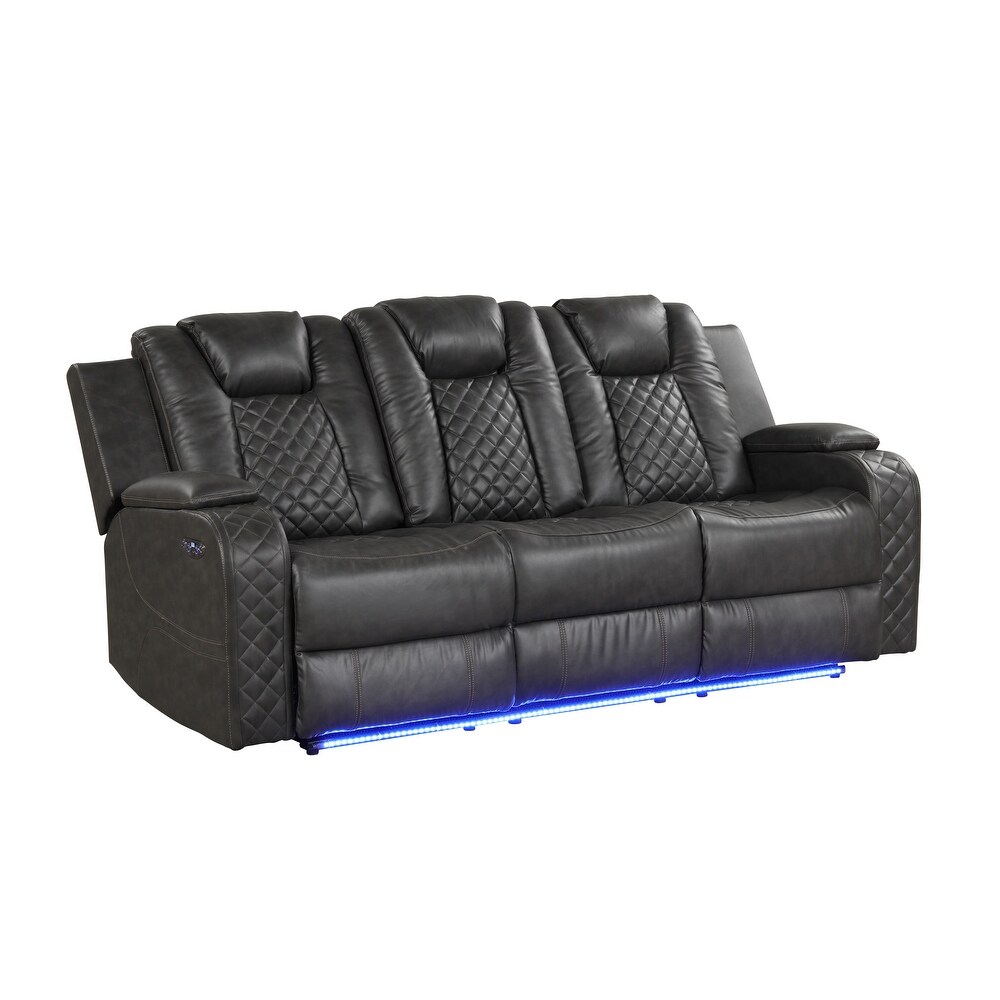 Benz Power Reclining Sofa with Built in USB   Bottom Lights LED Made in Faux Leather