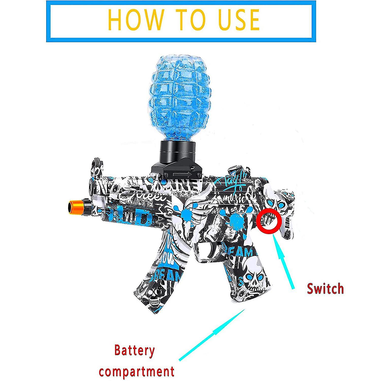 Mp5 Plastic Automatic Pistol Gel Ball Splatter Gun Electric Gel Ball Blaster Gel Shooter Water Ball Blaster 60000 Hydrogel Balls