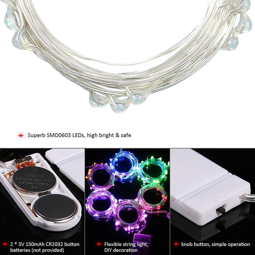 1m/3.3ft 10 Led Fairy Starry Copper Wire String Battery Operated Powered Ip65 Water Resistance Extra Flexible Bendable Light Strip For Holiday Christm