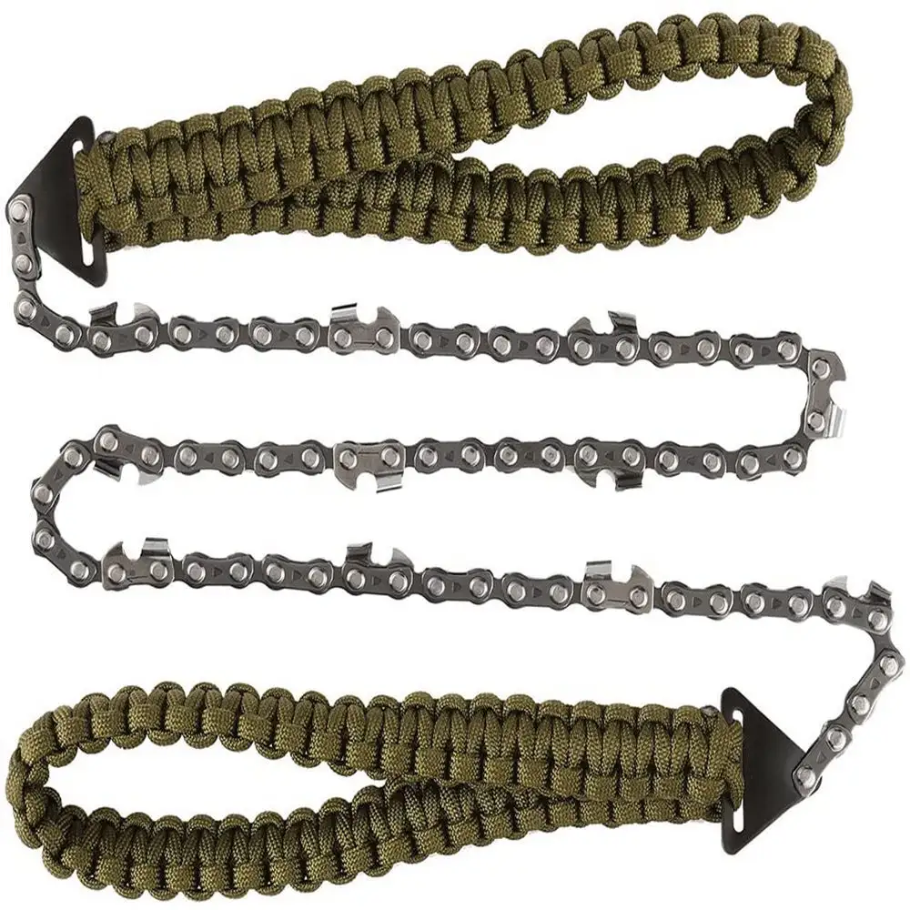 Paracord Handle Portable Hand Chainsaw (24inch 11teeth) Wire Chain Saw for Camping Hiking Hunting