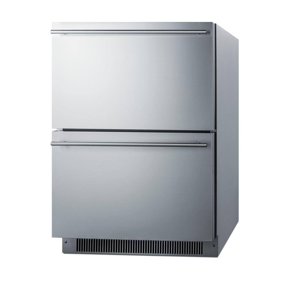 Summit Appliance 24 in. 3.5 cu. ft. Undercounter Double Drawer Frost-Free Freezer in Stainless Steel ADFD2D24