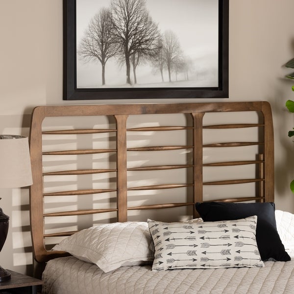 Carolyn Mid-Century Ash Walnut Finished Wood Headboard - - 32854433