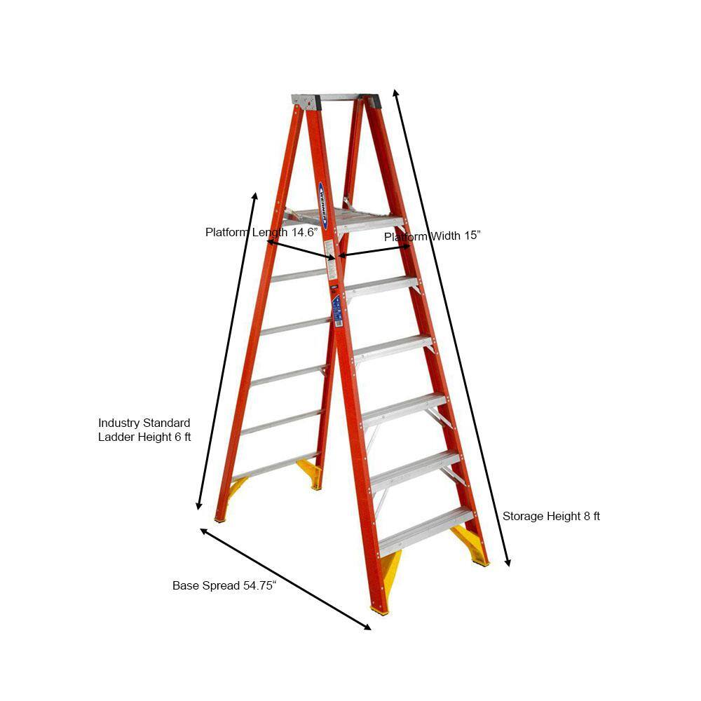 Werner 6 ft. Reach Fiberglass Platform Step Ladder 300 lbs. Load Capacity Type IA Duty Rating P6206