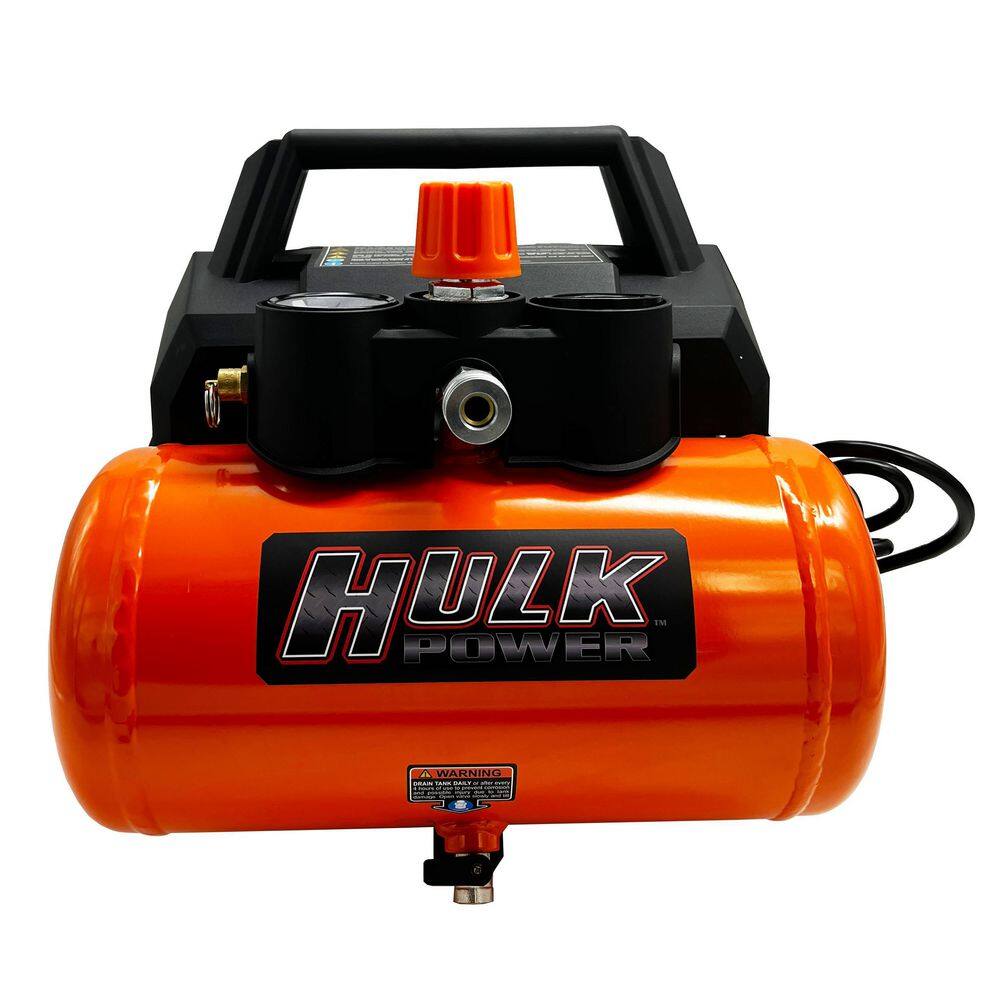 HULK POWER 2 Gal. 1 HP Portable Electric-Powered Hotdog Silent Air Compressor HP01P002SS