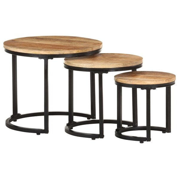 vidaXL Side Tables 3 pcs Rough Mango Wood