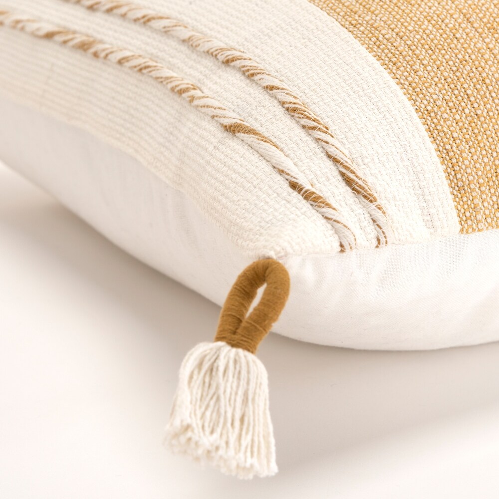 Rizzy Home Woven Striped Square Throw Pillow Cover with Tassels..