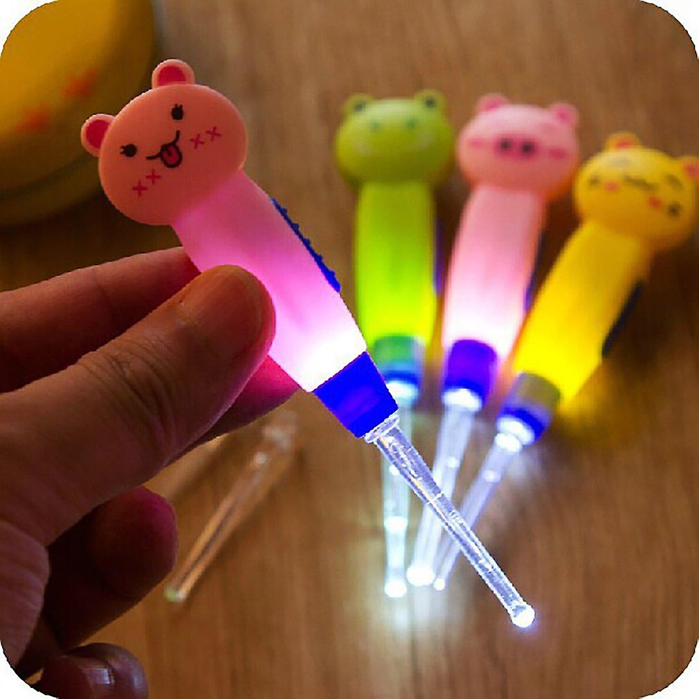 Ear Spoon Cleaning With Led Lights Cute Cartoon Animal Detachable Earwax Remover Tool Safety Cleaner Spoon For Kids Ears Care