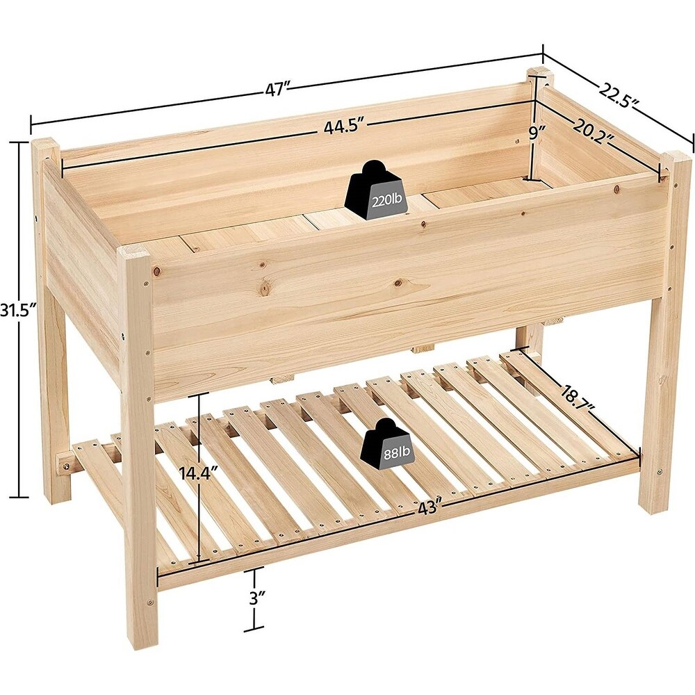 Solid Wood 2 Tier Raised Garden Bed Planter Box 4 ft x 2 ft x 32 inch High   47 x 22.5 x 31.5 inches