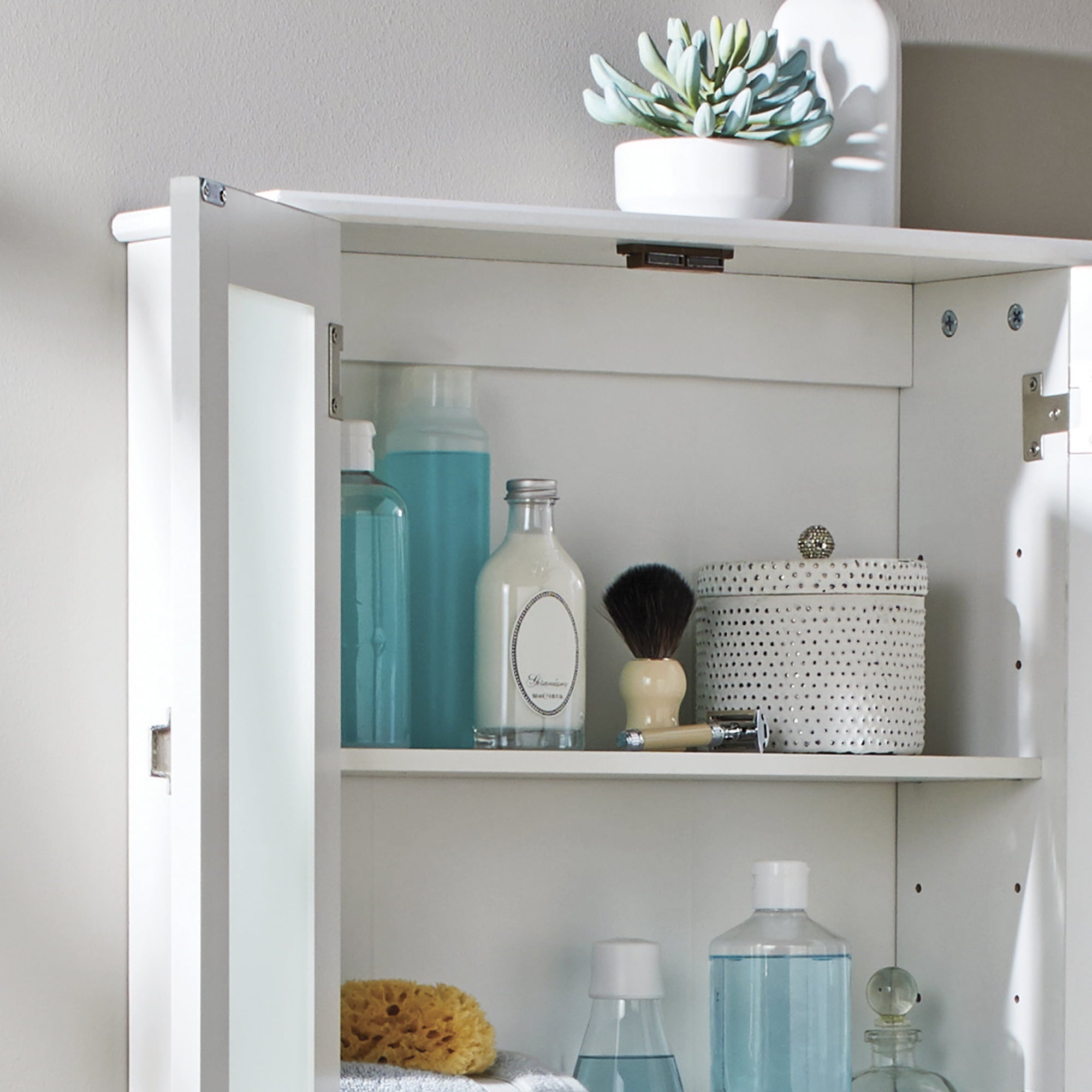 White Bathroom Wall Cabinet with 1 Adjustable Shelf, Better Homes & Gardens Harborough