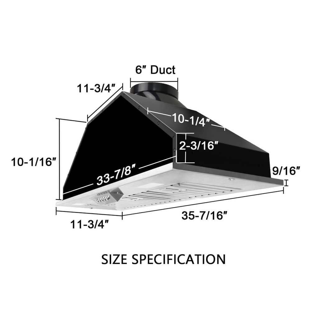 Akicon 36 in 600 CFM Ducted Insert Range Hood in Stainless Steel