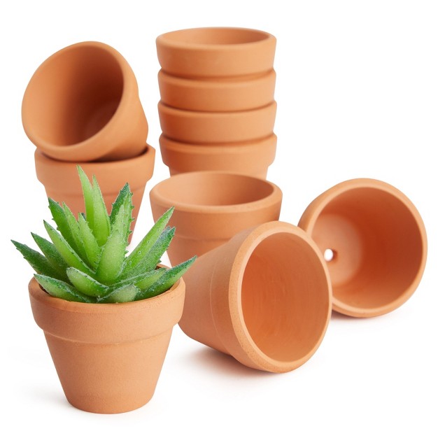 Juvale 10 pack 1 5 inch Mini Terracotta Plants Pots With Holes For Cactus Succulents Tiny Clay Flower Pot Planters For Nursery Indoor Garden