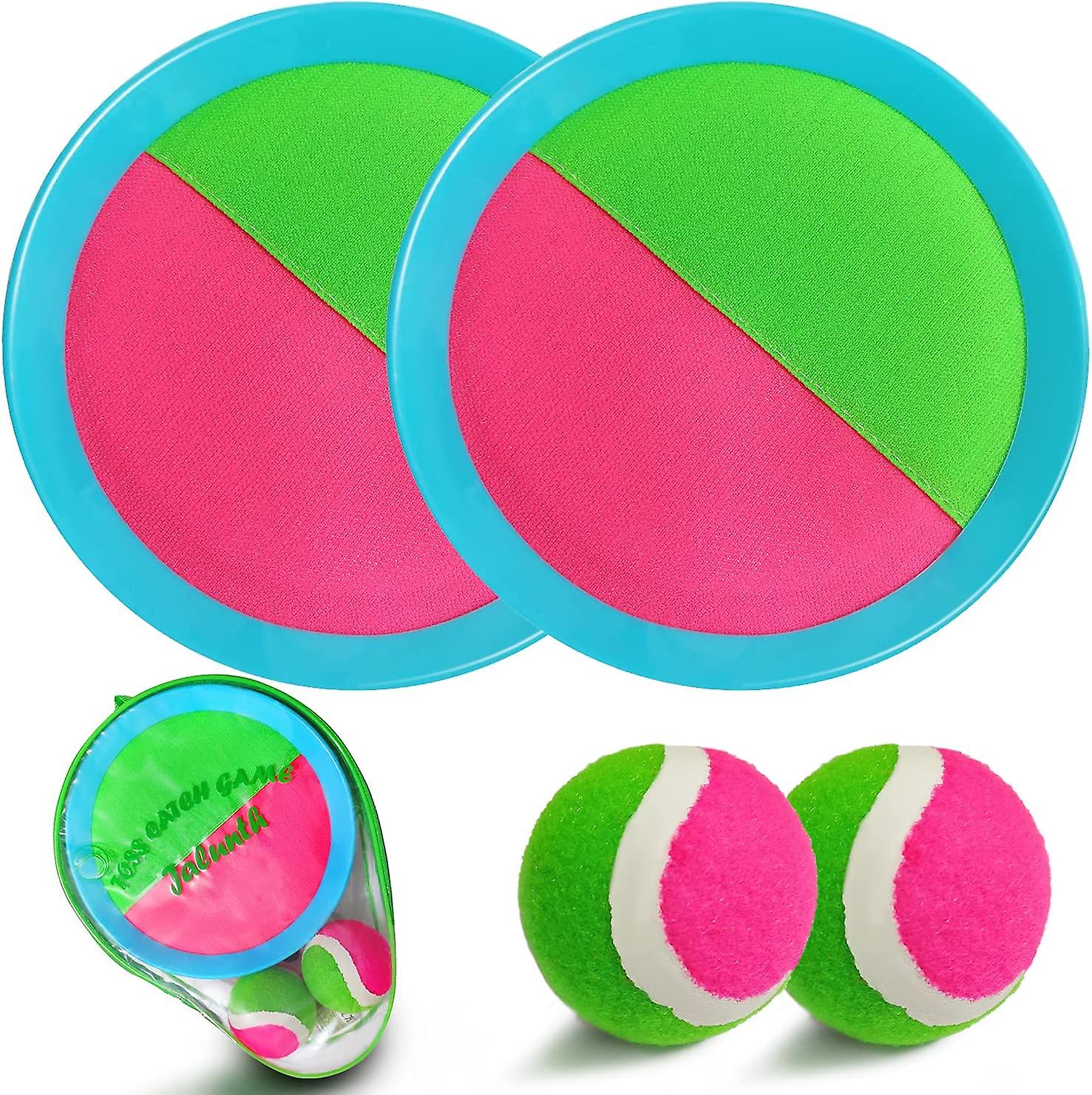 Ball Catch Set Game Toss Paddle - Beach Toys Back Yard Outdoor Games Lawn Backyard Target Throw Catch Sticky Set Age 3 4 5 6 7 8 9 10 11 12 Years Old