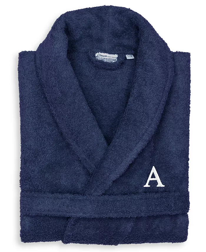 Linum Home 100% Turkish Cotton Personalized Terry Bath Robe - Navy