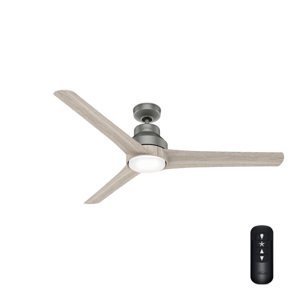 Hunter Lakemont 60 in Integrated LED Indoor Matte Silver Ceiling Fan with Light Kit and Remote Control