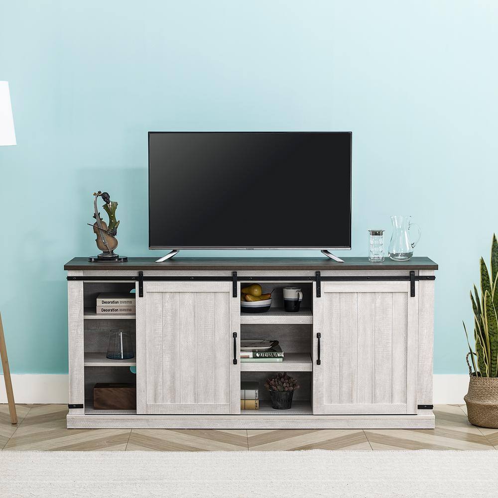 FESTIVO 68 in. White TV Stand for TVs Up to 70 in. FTS20721