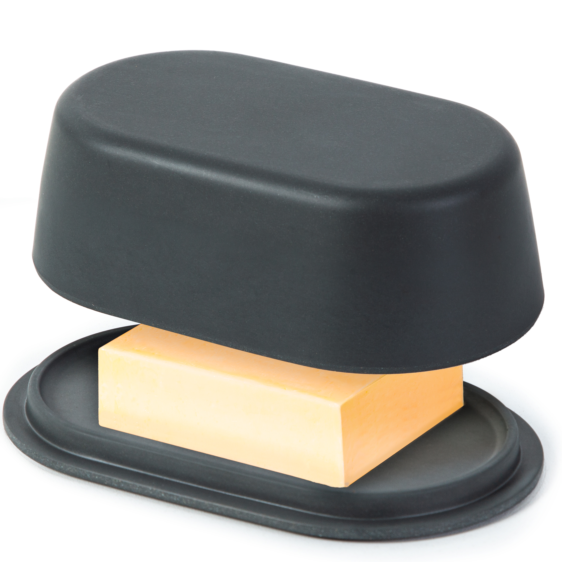 Modern Bamboo Dark Grey Butter Dish with Lid - Dishwasher Safe - Perfectly Sized For Large European Style Butters