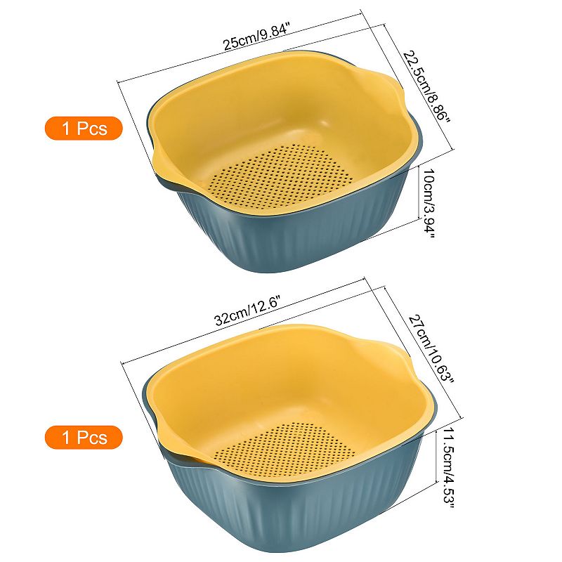 Kitchen Colander Bowl Set 2PCS， Plastic Pasta Drainer Basket For Fruit