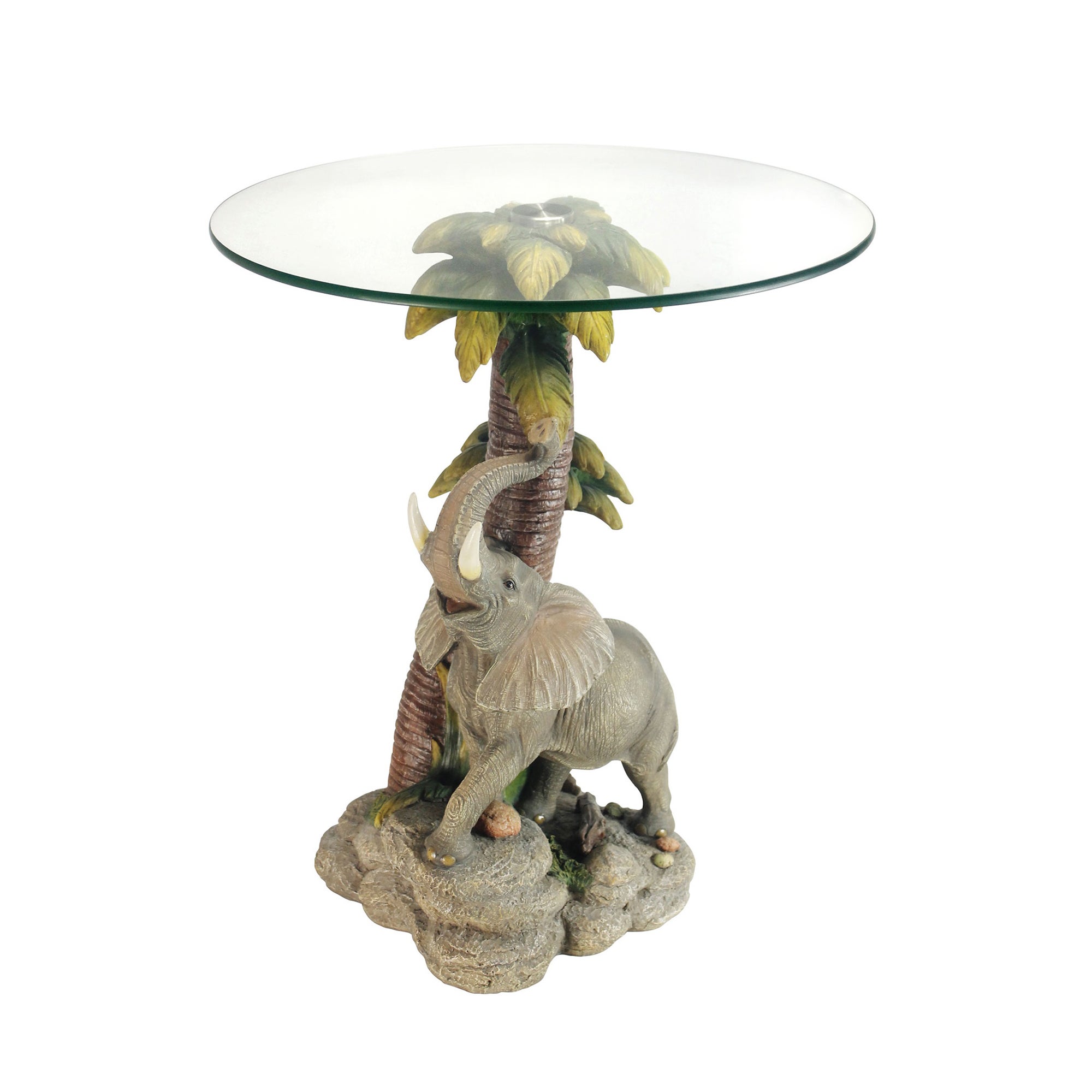 Resin/Glass 24-inch Elephant End Table