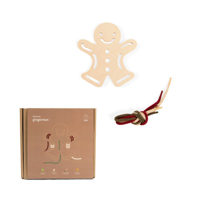 Wooden Lacing Toy in Gingerman - Natural by Babai