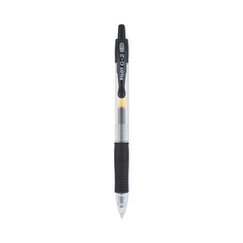 Pilot G2 Premium Retractable Gel Pen， 0.38mm， Black Ink， Clear/Black Barrel， Dozen (31277)