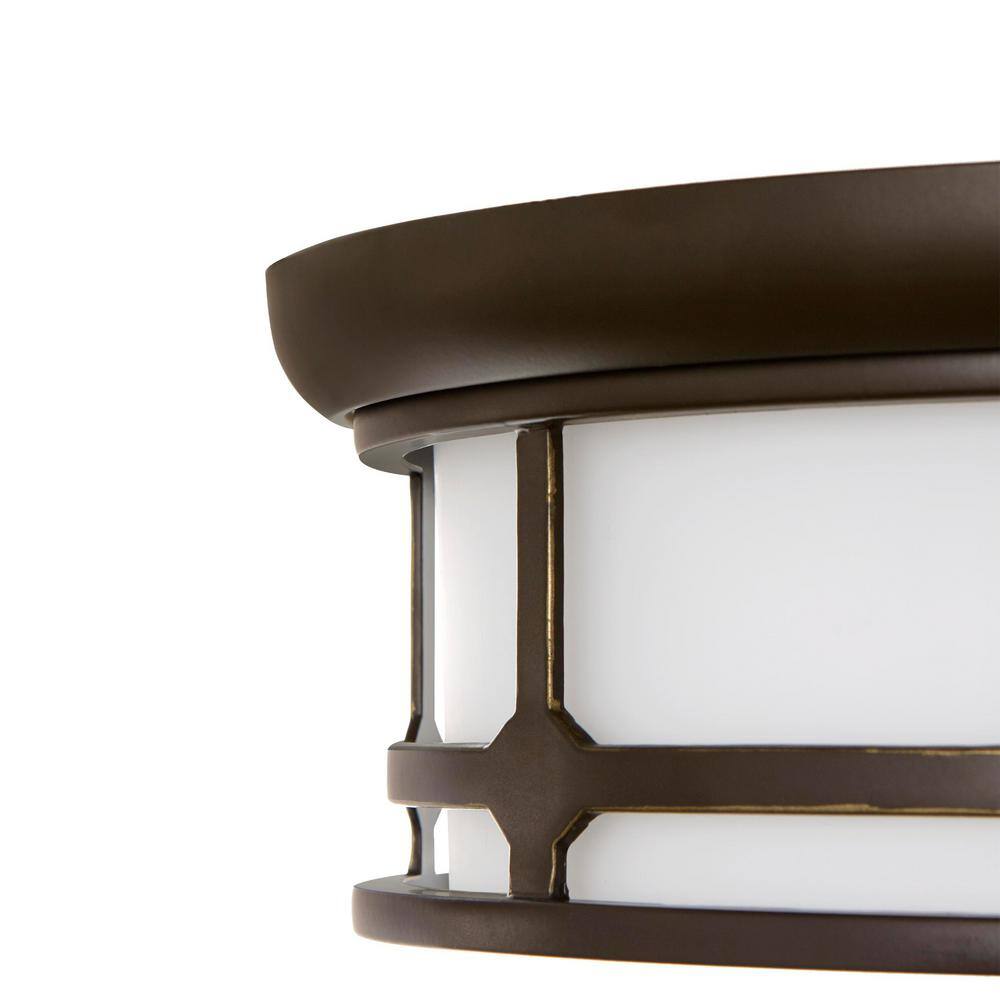 Hampton Bay Portland Court 14 in. 1-Light Oil Rubbed Bronze with Gold Highlights LED Flush Mount 23984