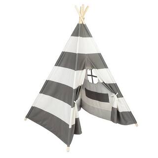 Ejoy 48 in. x 48 in. x 72 in. Natural Cotton Canvas Teepee Tent for Kids Indoor and Outdoor Playing (Set of 2-Piece) TeepeeTent_4PoleLargeGREY_2pc