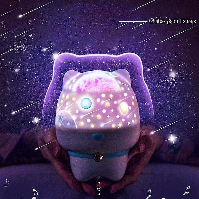 Cute Pet Starry Sky Projection Lamp Romantic Starry Sky Scene Atmosphere Pat Light Usb Charging Creative Led Table Lamp