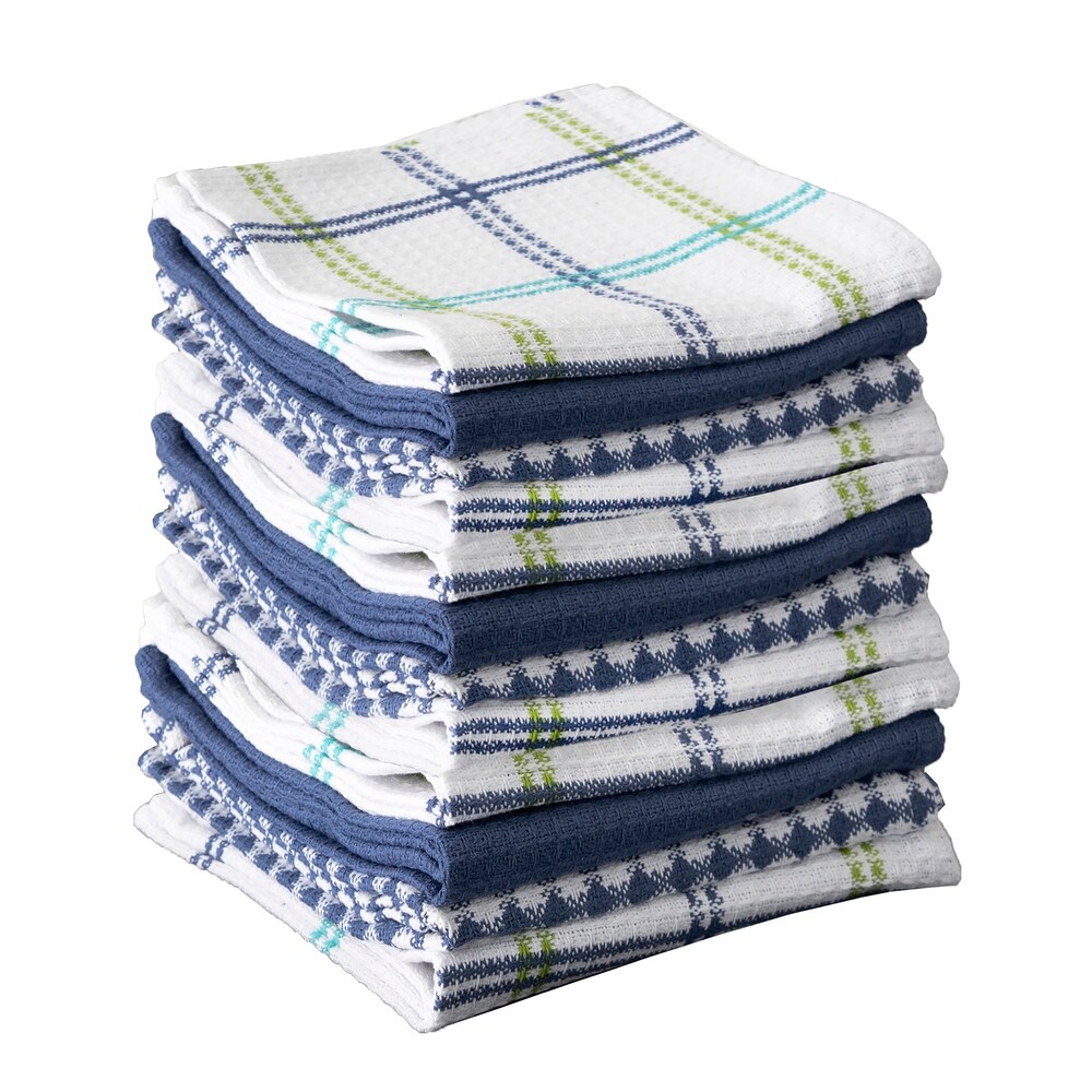 T fal Textiles 12 Pack Flat Waffle Cotton Kitchen Dish Cloth Set